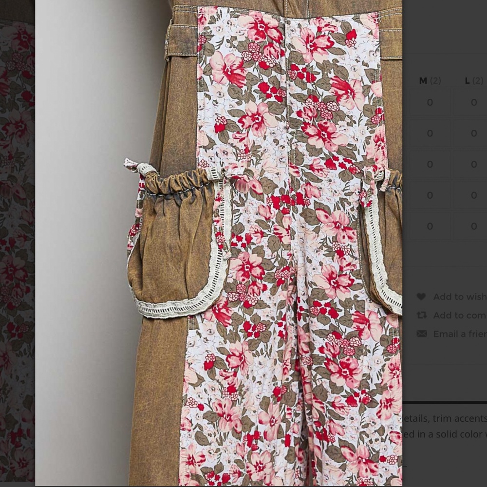 POL Brown Floral-Panel Overalls - Picture 8 of 8